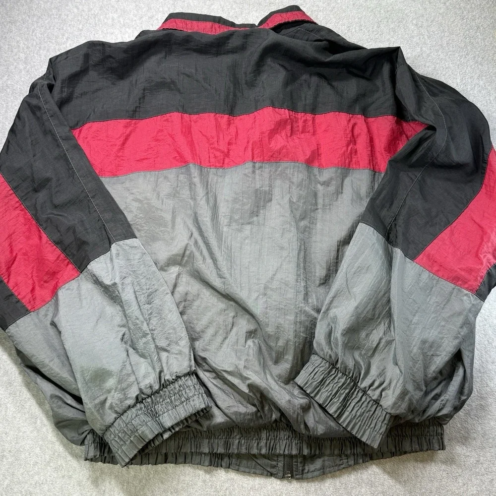 Vintage Athletic Works Windbreaker Jacket‎ Colorblock Black Red Gray Men's Large